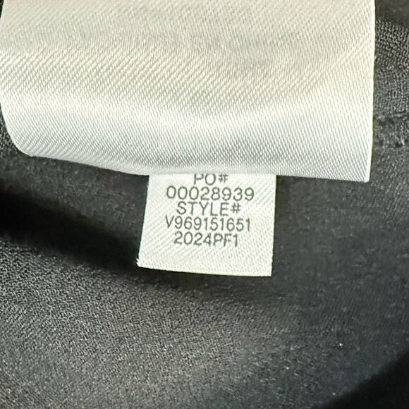 Vince Black Satin Long Sleeve Button Front Collar Midi Dress size L NEW No Belt - Picture 13 of 14